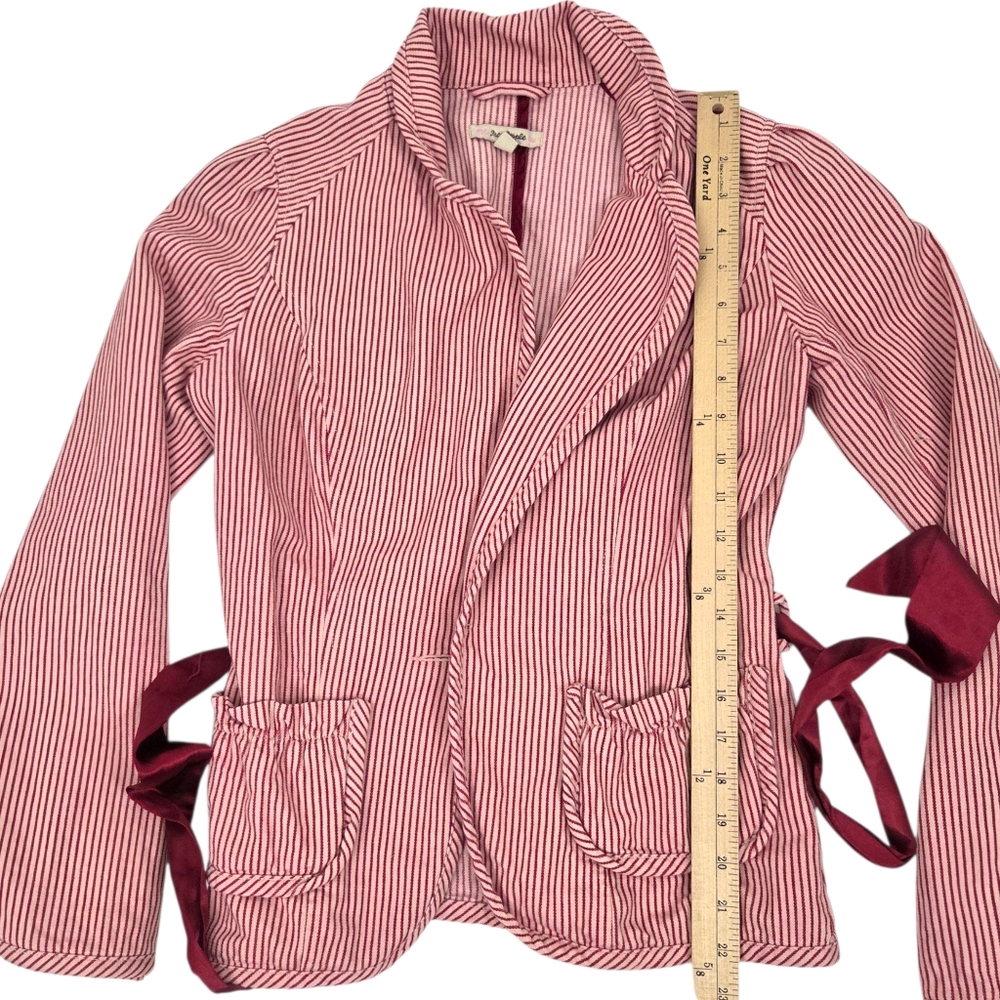 Vintage Y2K Free People Pinstripe Blazer Jacket Womens 8 Red Stripe Coquette - Picture 12 of 12